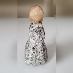 Vintage Hand Carved Marble & Stone Girl Figurine 4.5” Tall Russian Folk Art